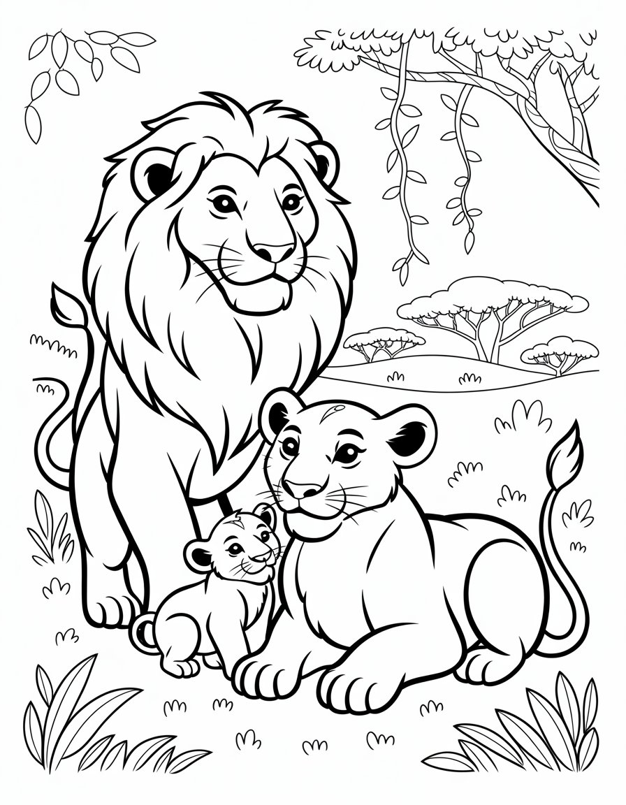 lion pride coloring page