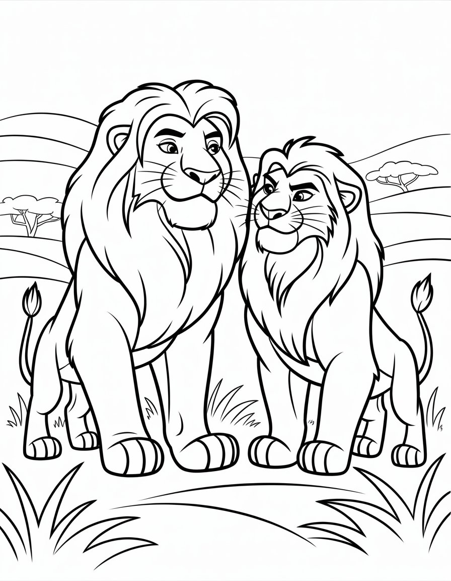 scar mufasa lion king coloring page
