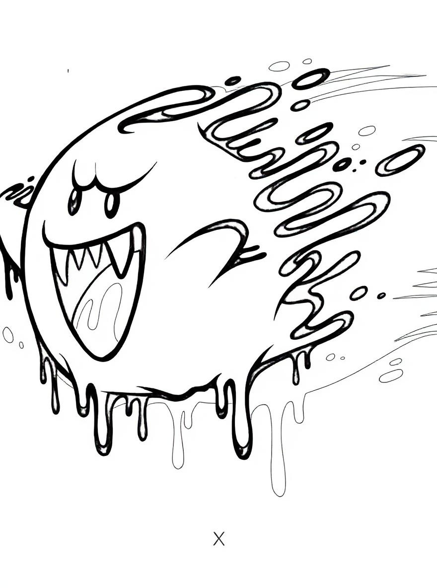 Boo ghost super mario coloring page