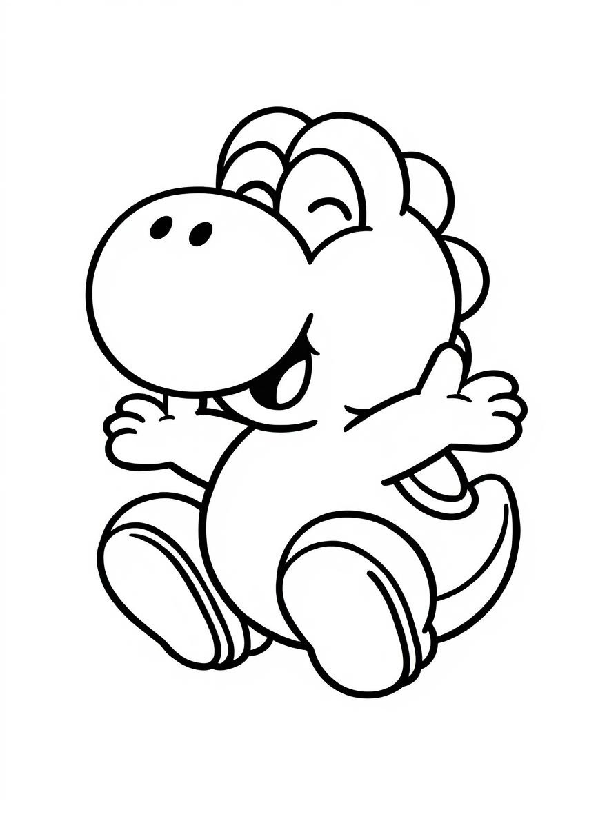 Cute yoshi sitting with open arms coloring page