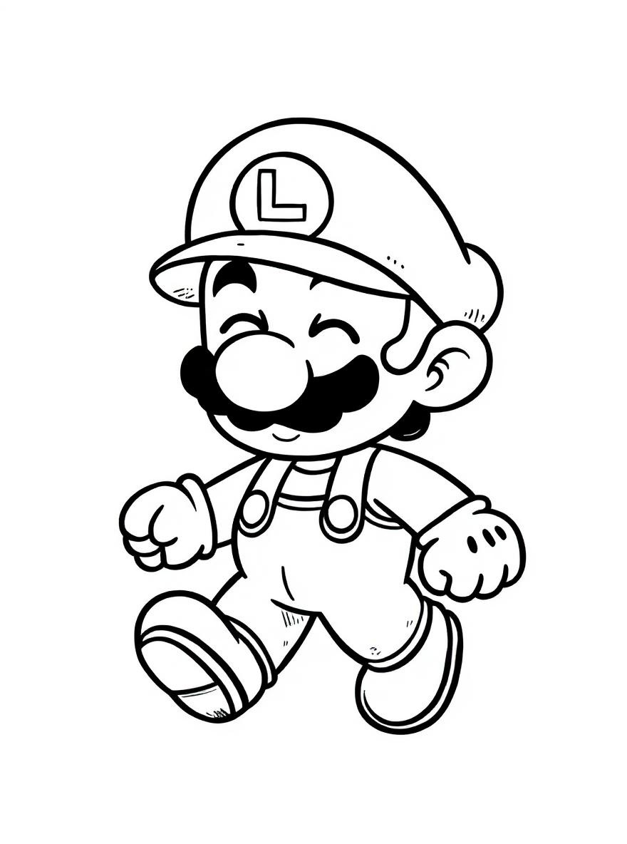 Luigi walking coloring page