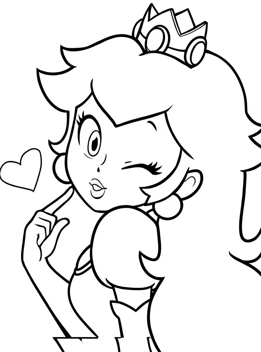 Princess Peach winking coloring page