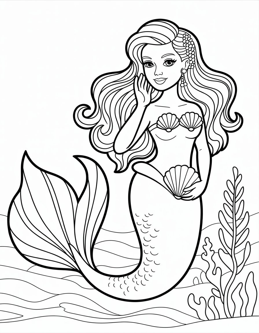 barbie mermaid coloring page
