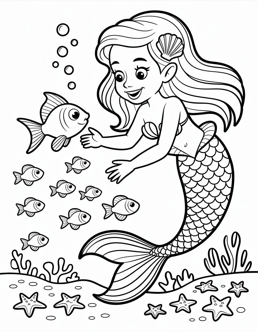 mermaid activities coloring page