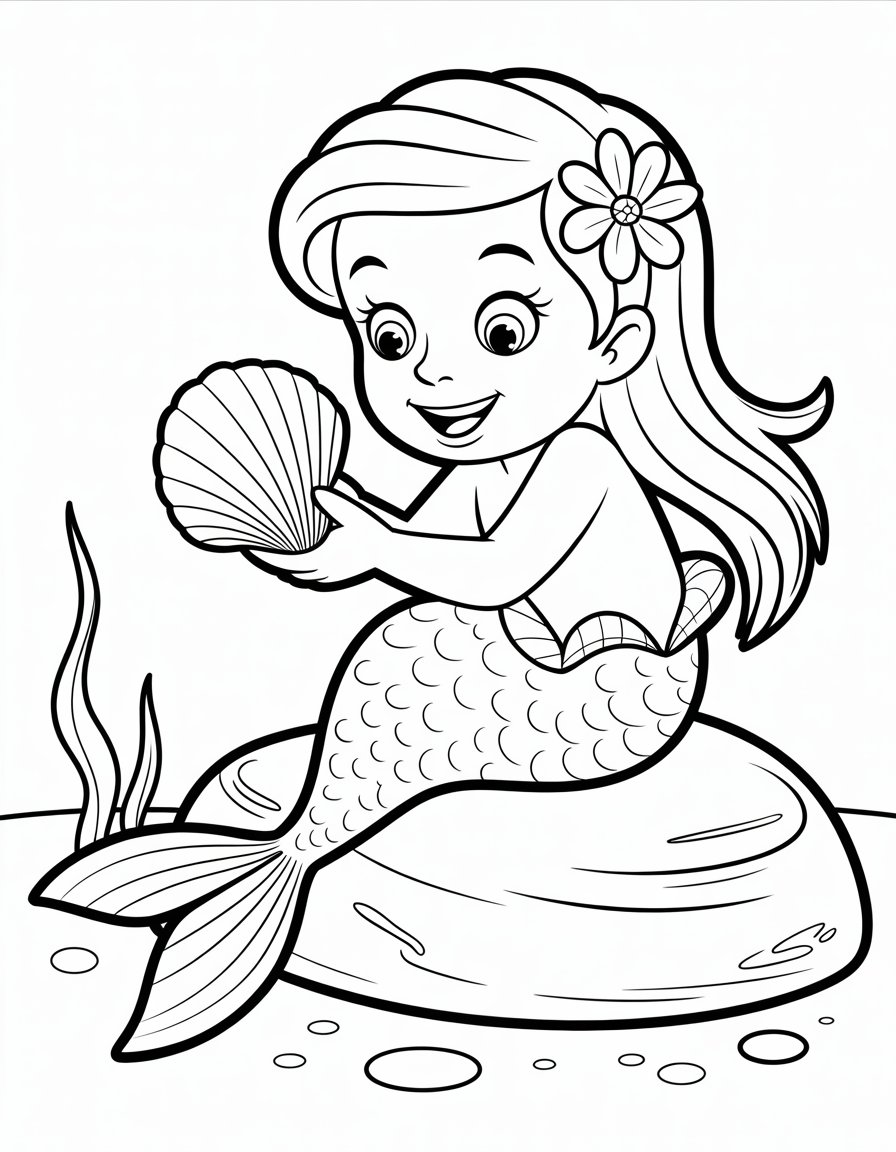 mermaid girl coloring page