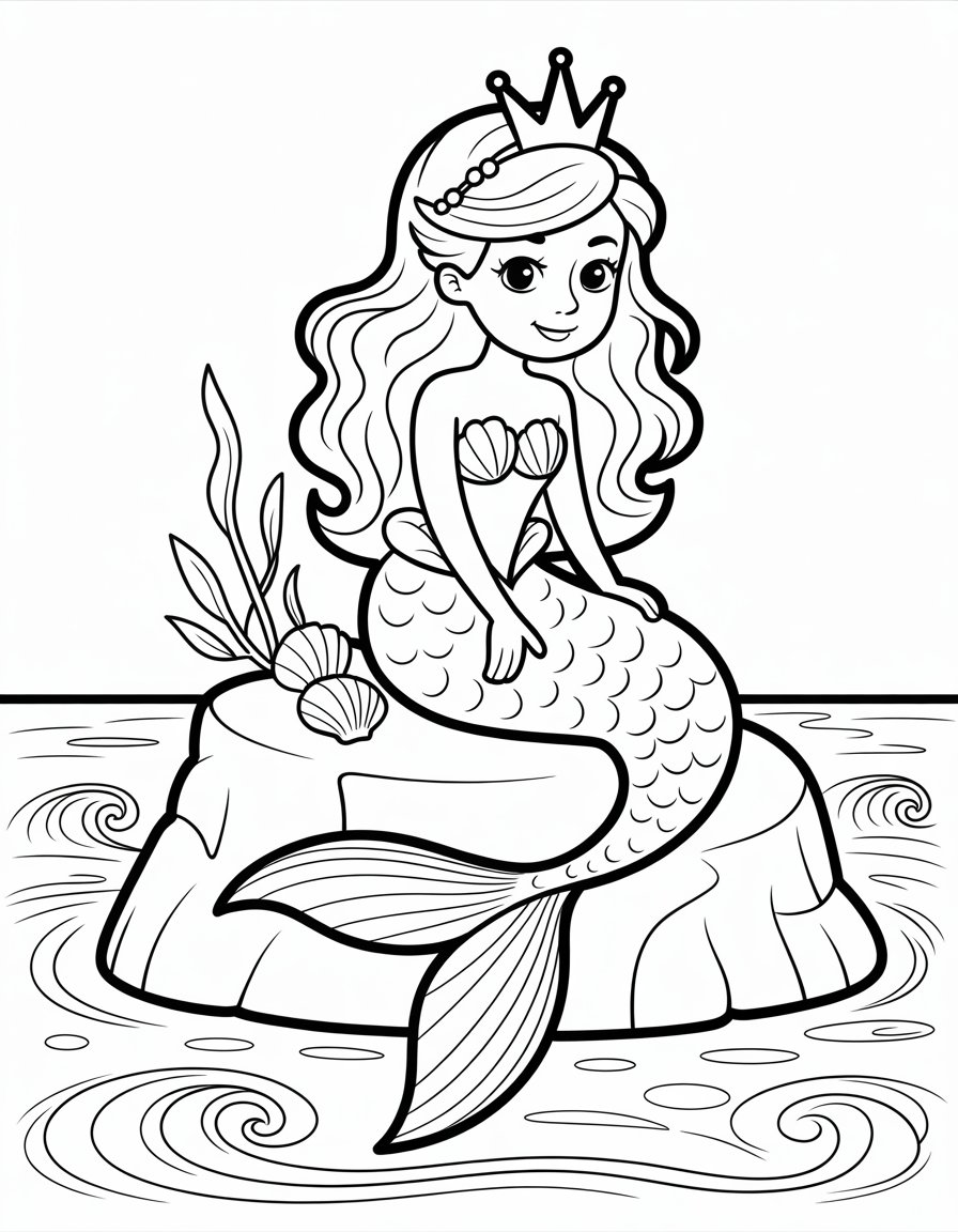 princess mermaid coloring page