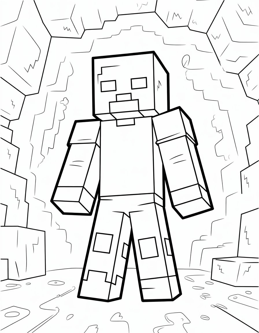 herobrine minecraft coloring page