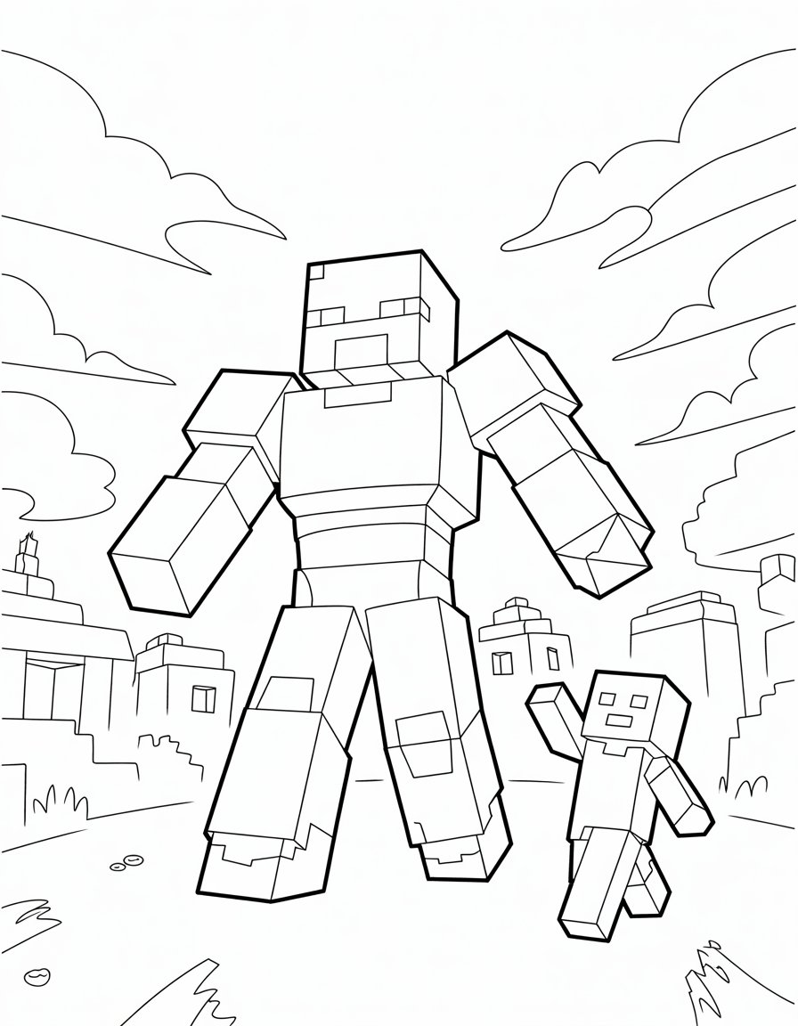 iron golem minecraft coloring page