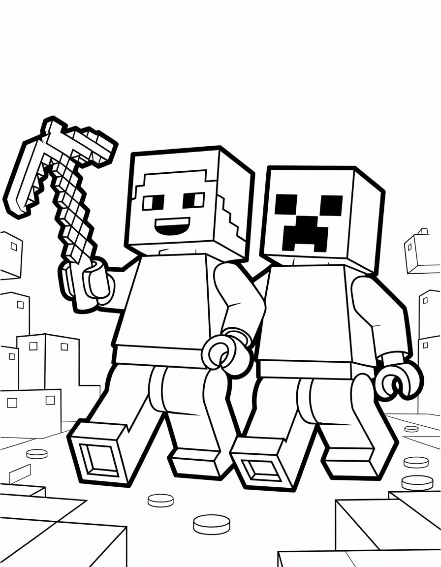 lego minecraft coloring page