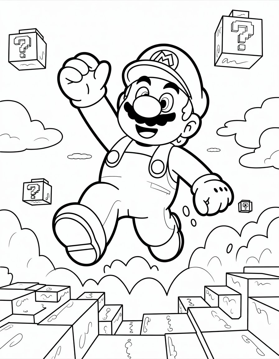 mario minecraft coloring page