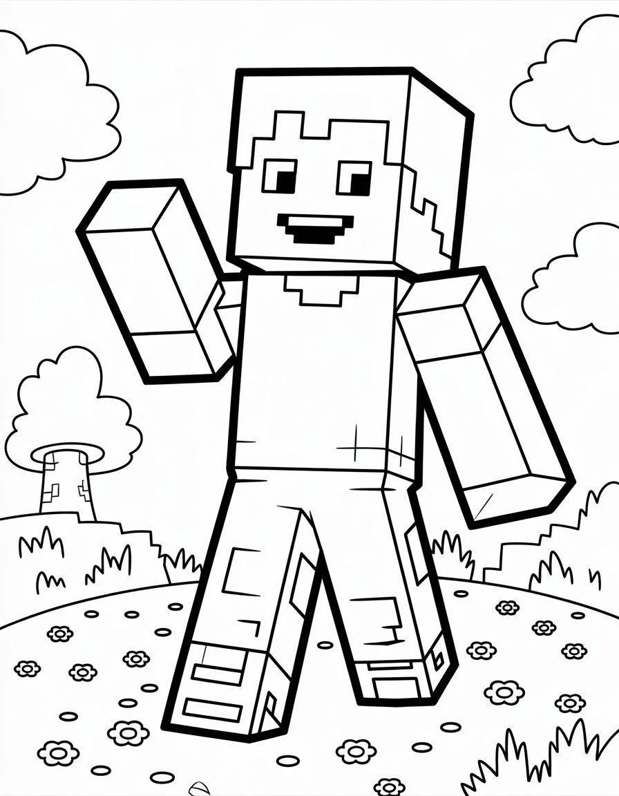 mikey minecraft coloring page