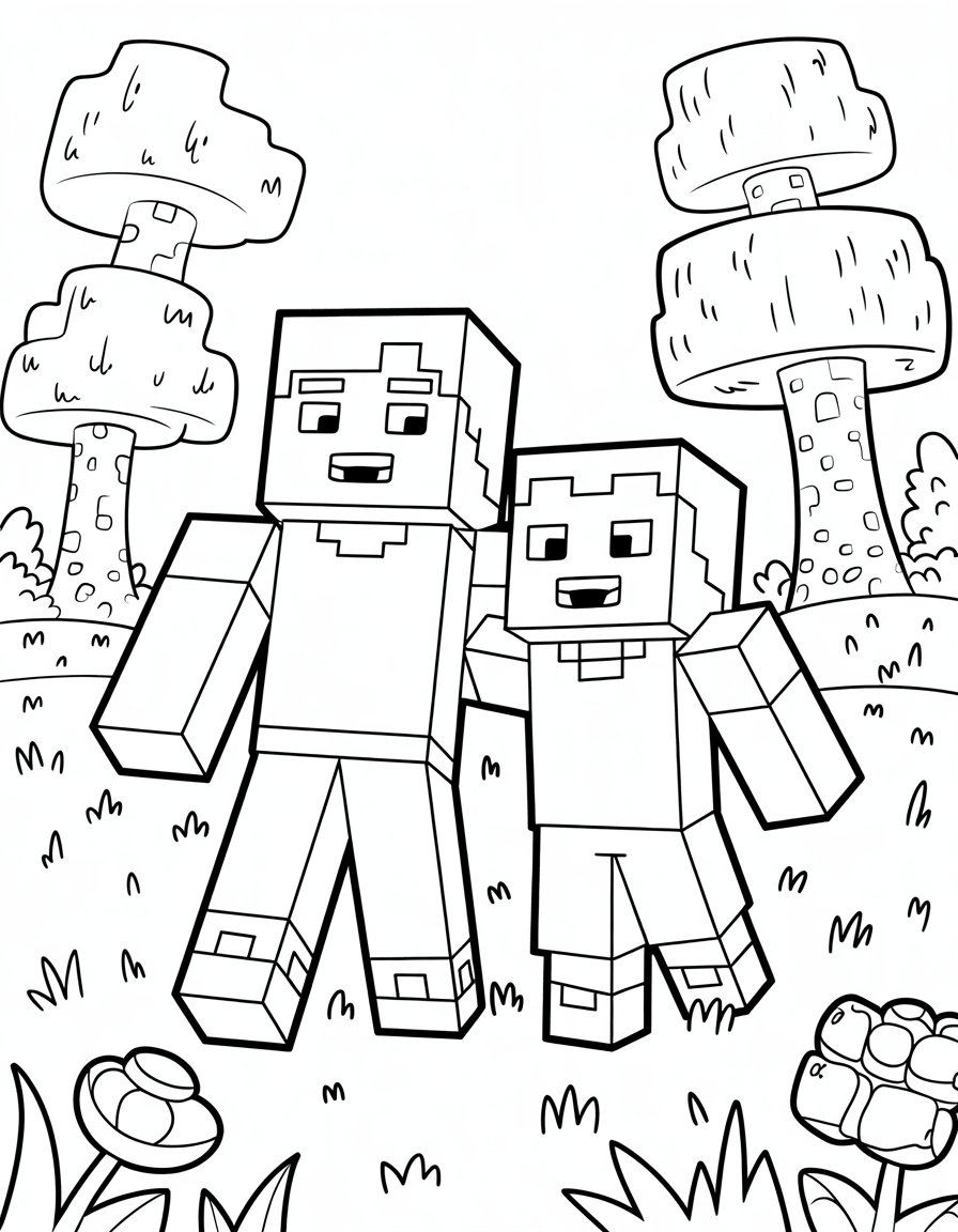 milo and chip minecraft coloring page
