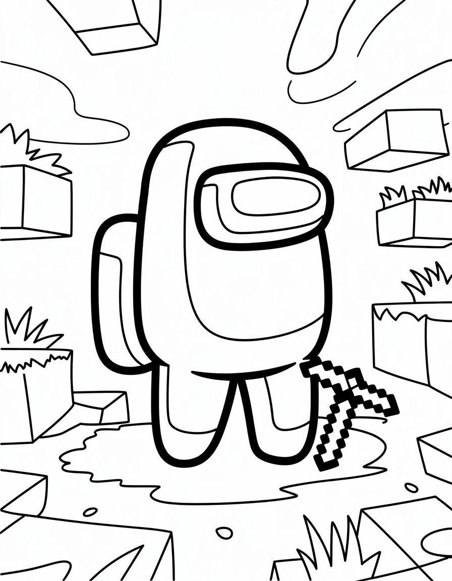 minecraft among us coloring page