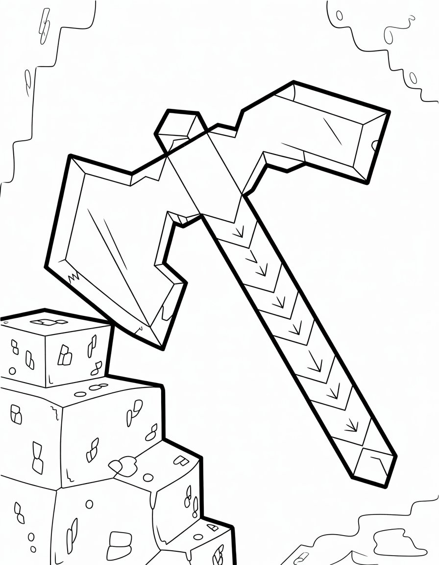 minecraft axe coloring page