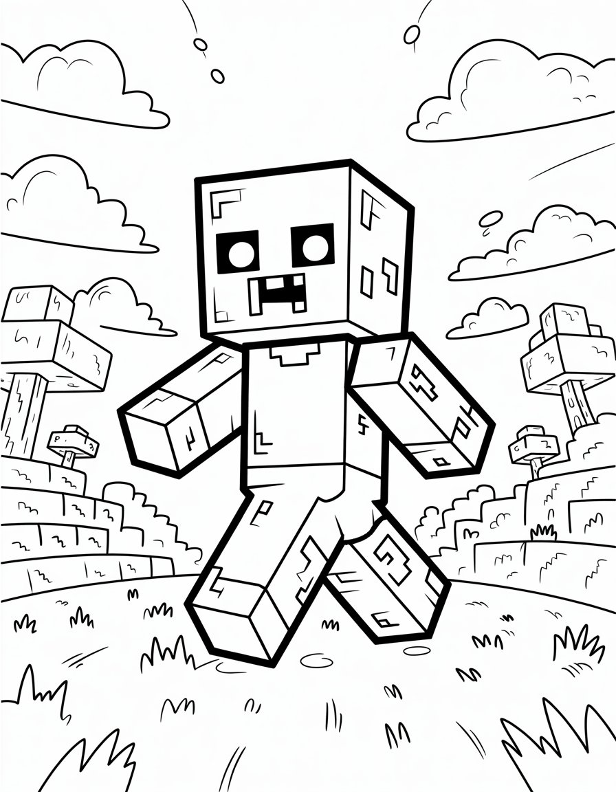 minecraft baby zombie coloring page