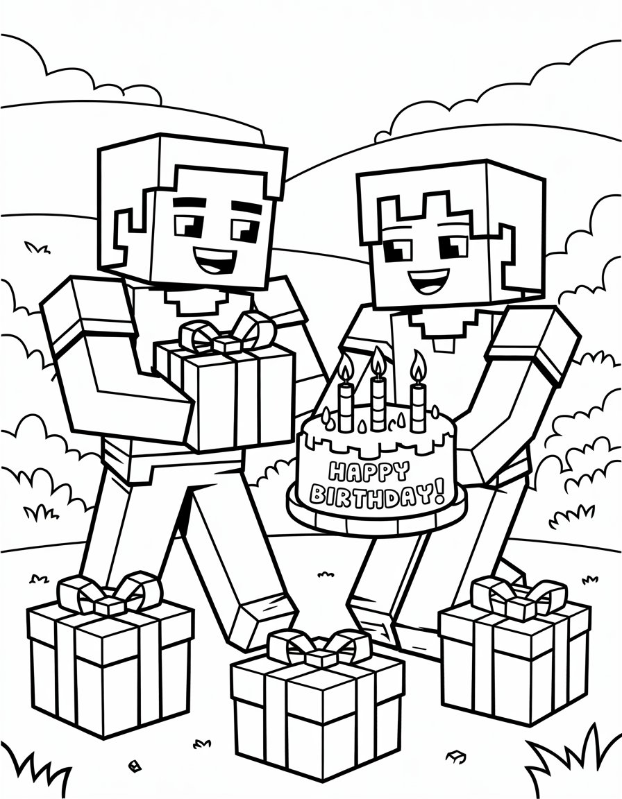 minecraft birthday coloring page