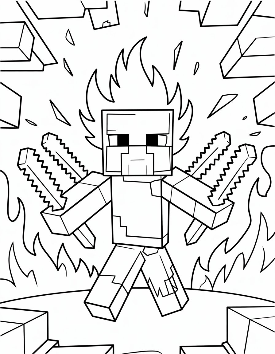 minecraft blaze coloring page