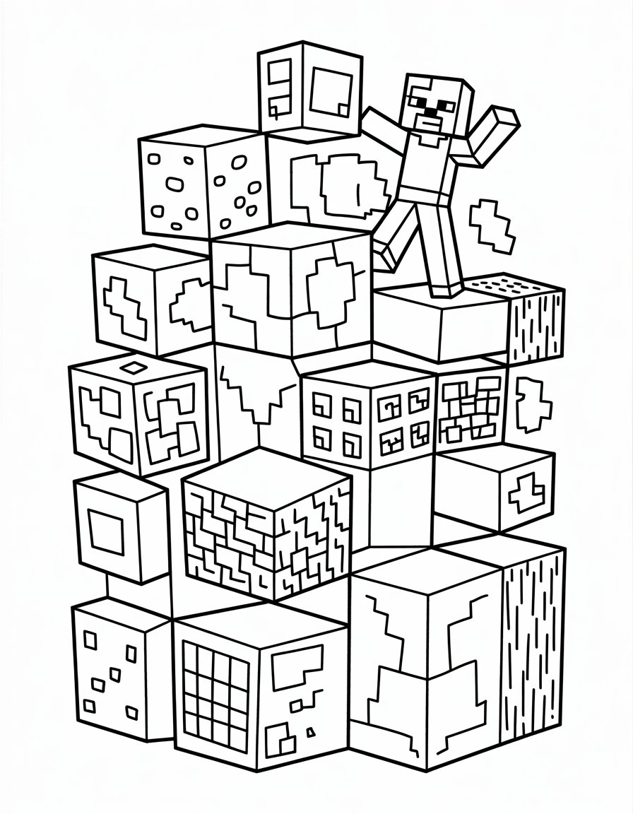 minecraft blocks coloring page