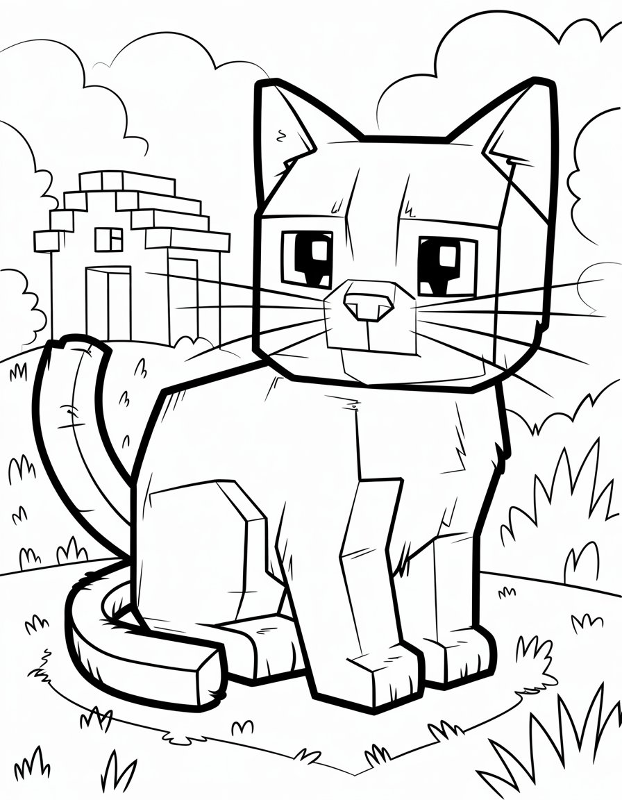 minecraft cat coloring page