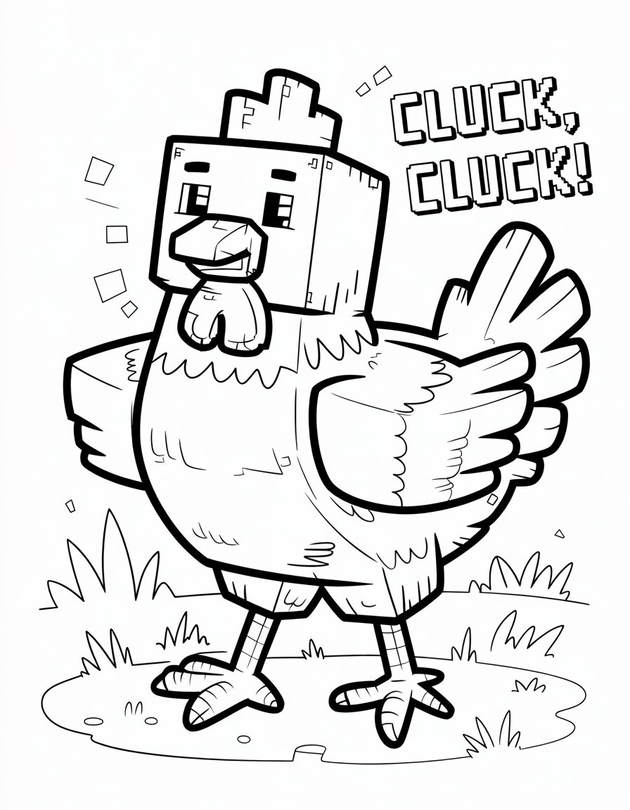 minecraft chicken coloring page