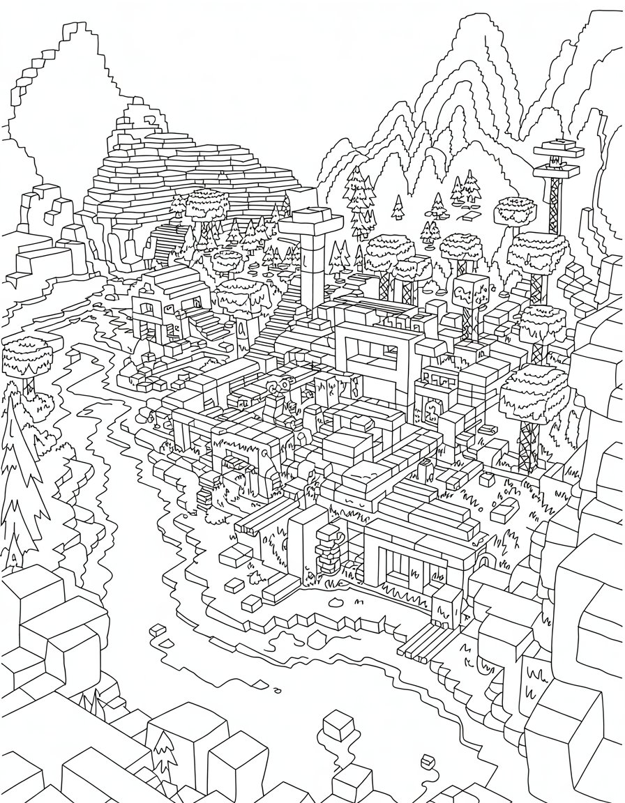minecraft coloring page for adults