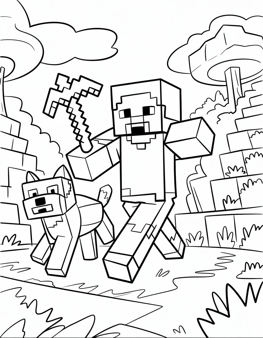 minecraft coloring page for boys