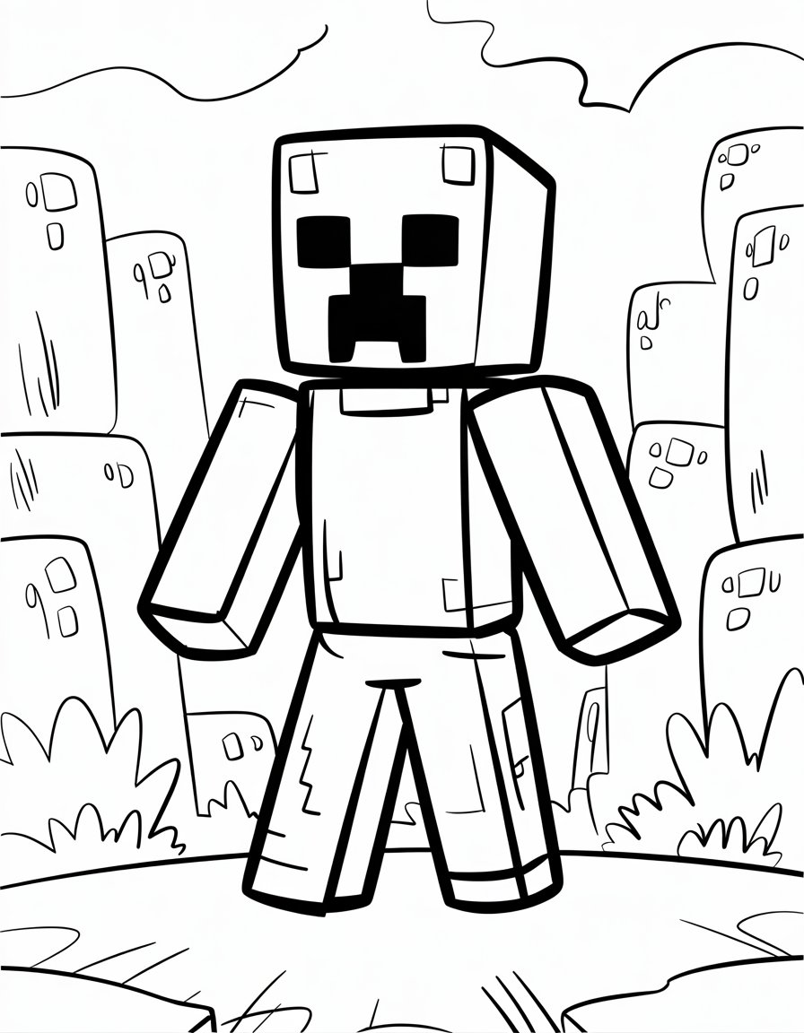 minecraft creeper coloring page