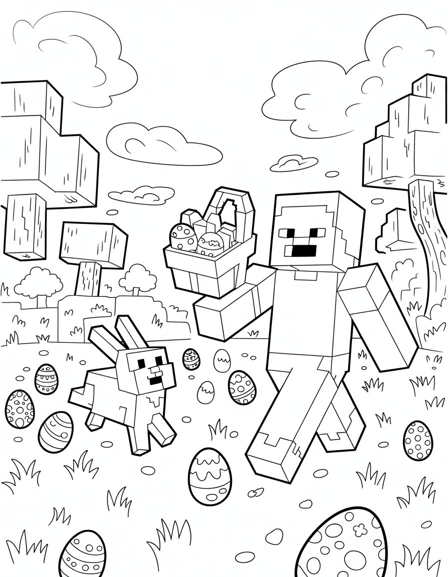 minecraft easter coloring page