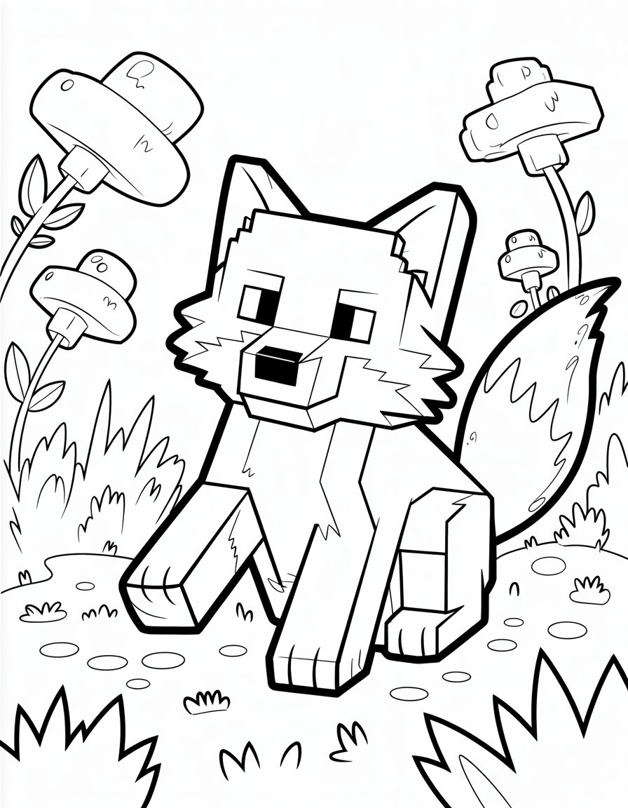 minecraft fox coloring page