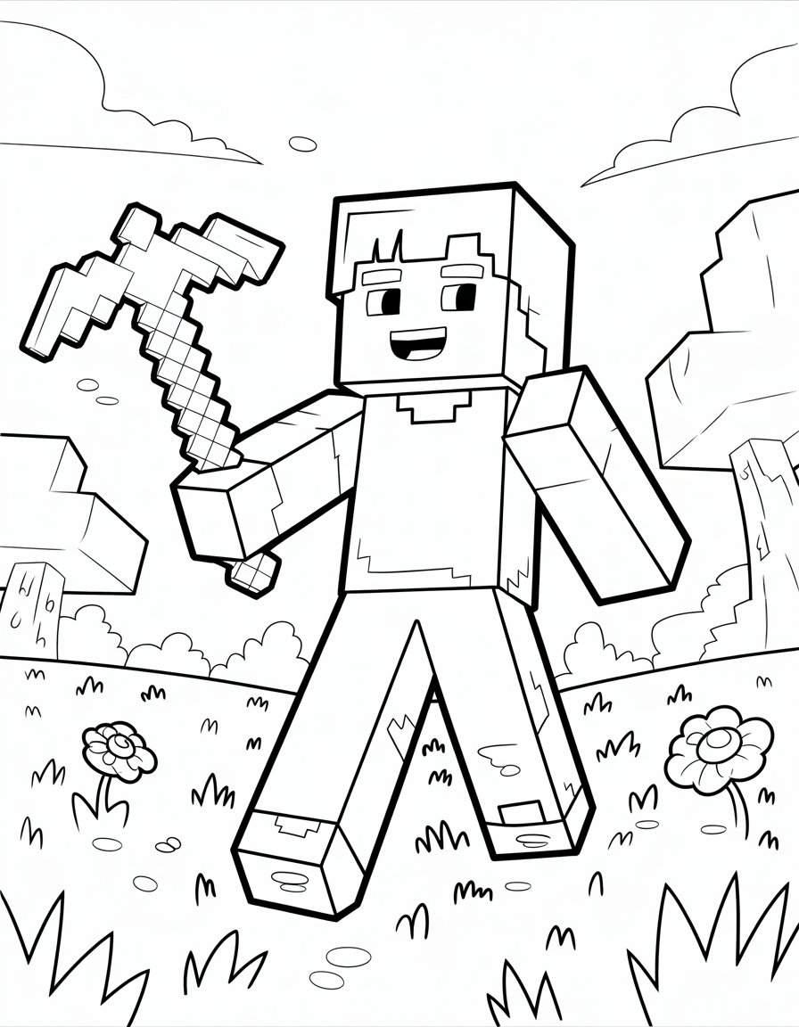 minecraft girl coloring page