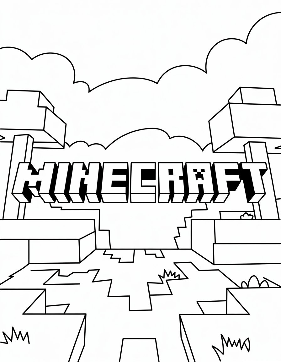 minecraft logo coloring page