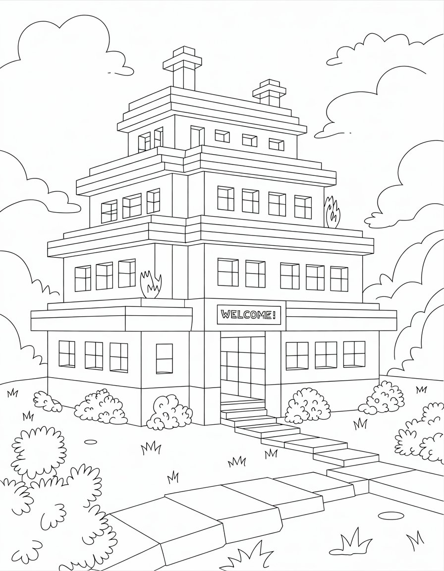 minecraft mansion coloring page