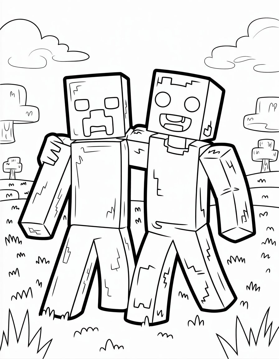 minecraft mobs coloring page