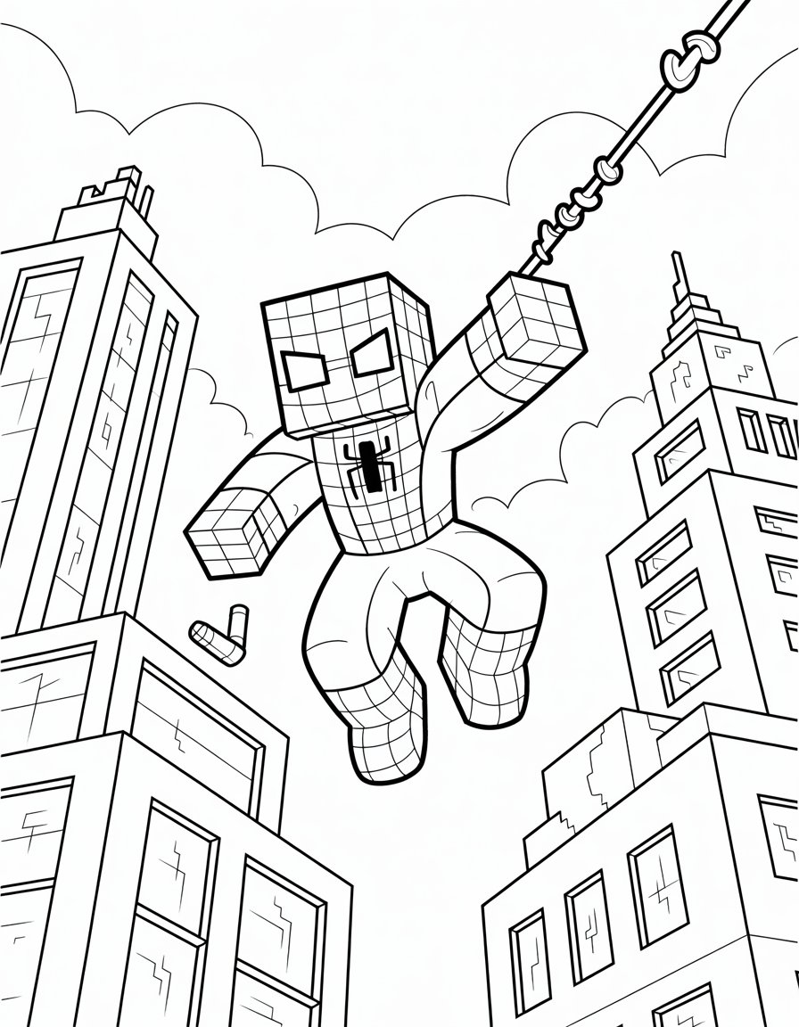 minecraft spiderman coloring page