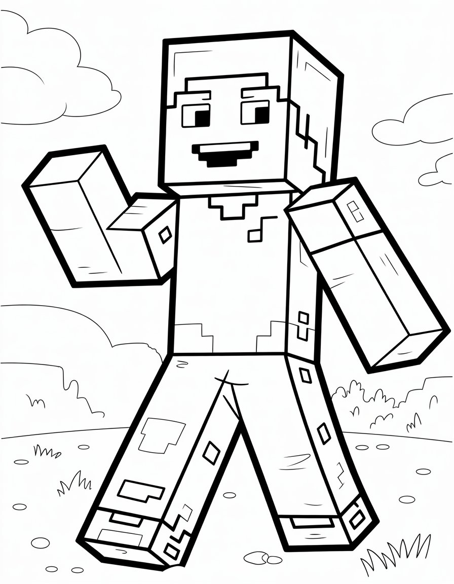 minecraft steve coloring page