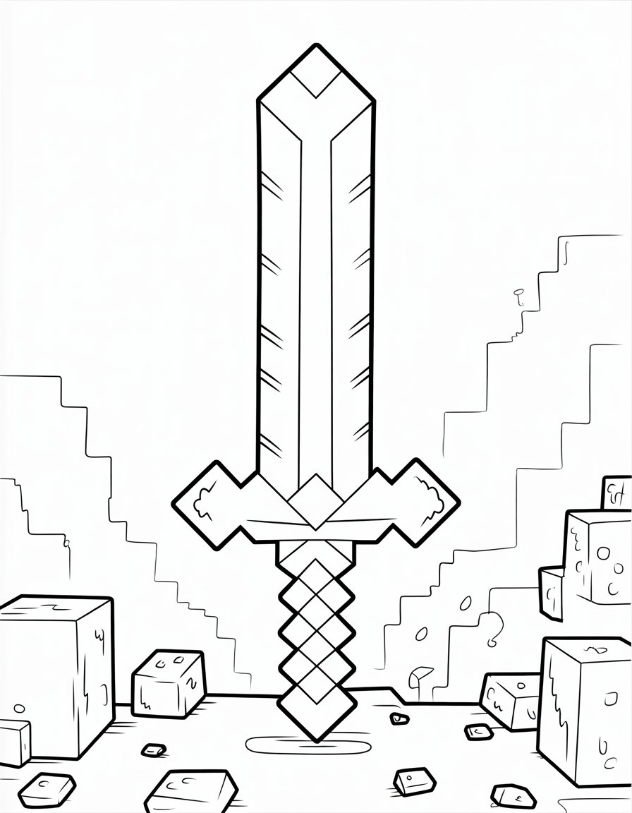 minecraft sword coloring page