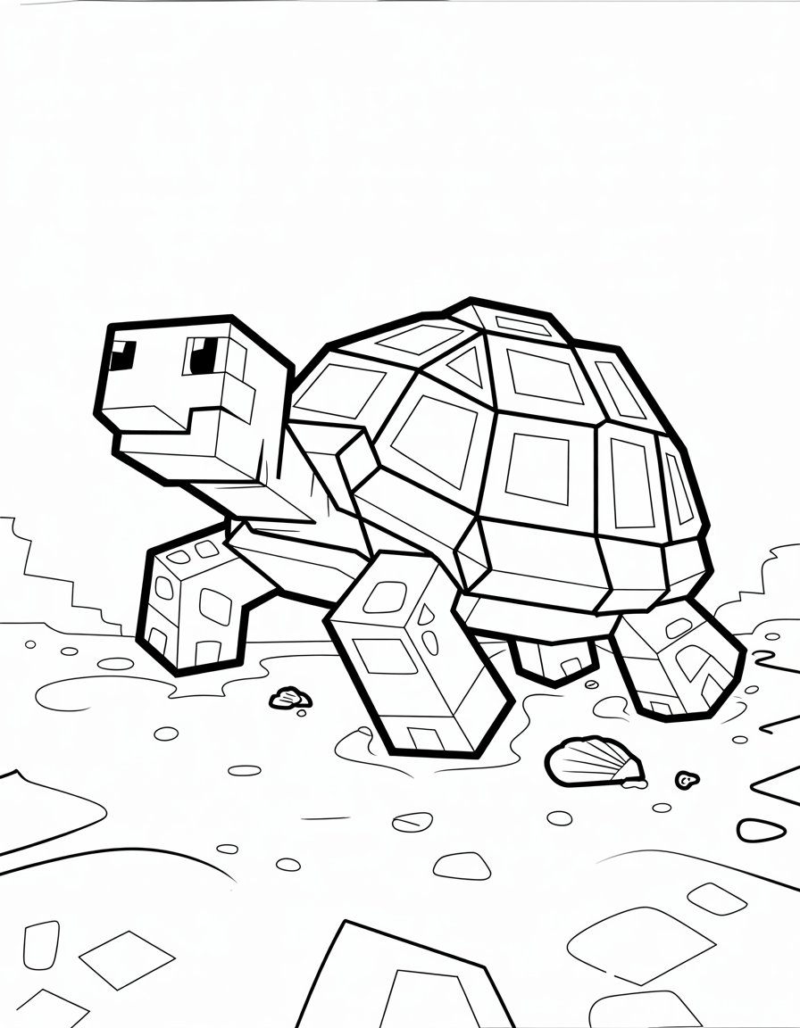 minecraft turtle coloring page