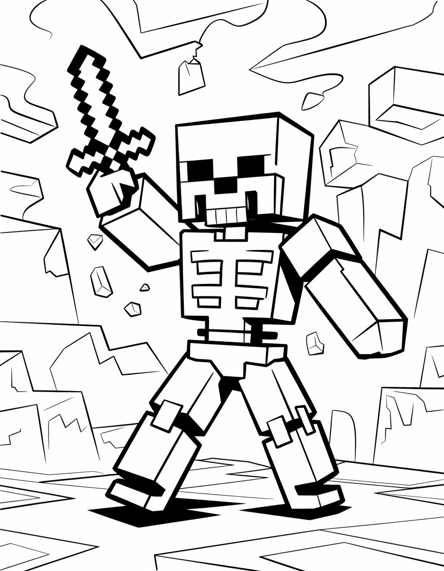 minecraft wither skeleton coloring page