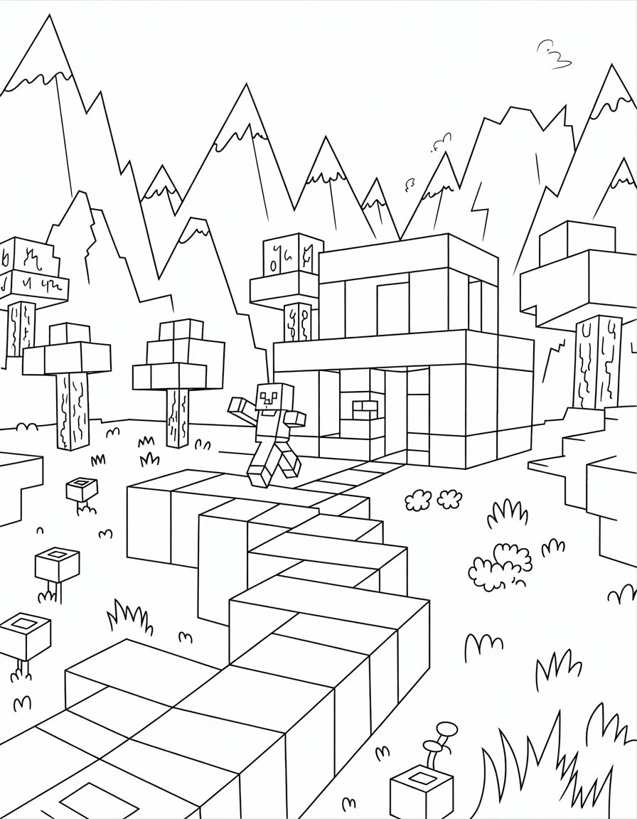 minecraft world coloring page