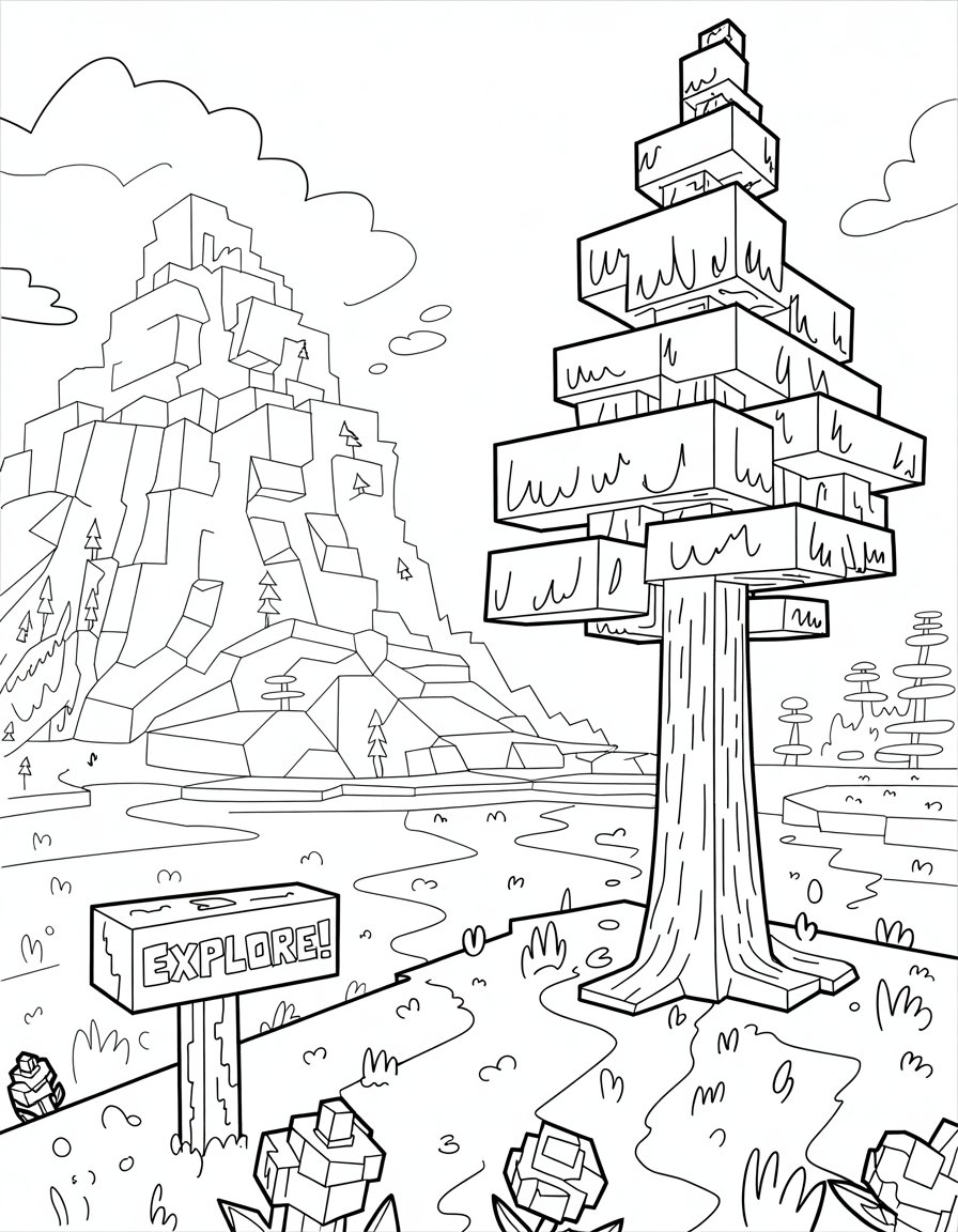 realistic minecraft coloring page