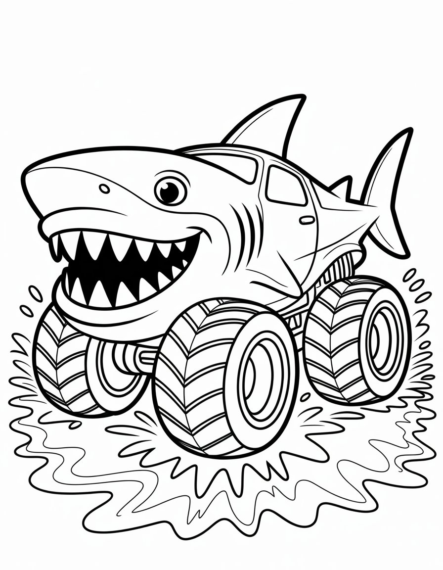 megalodon monster truck coloring page