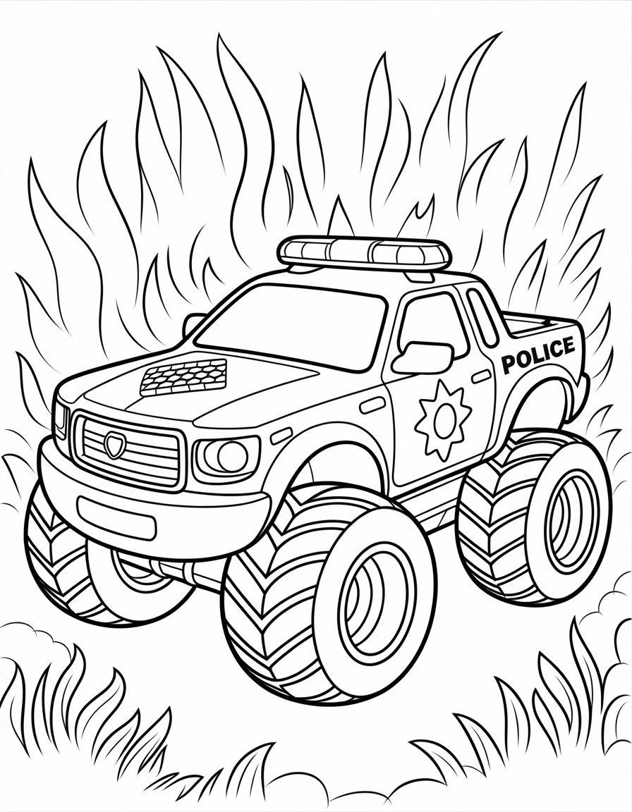 police monster truck coloring page