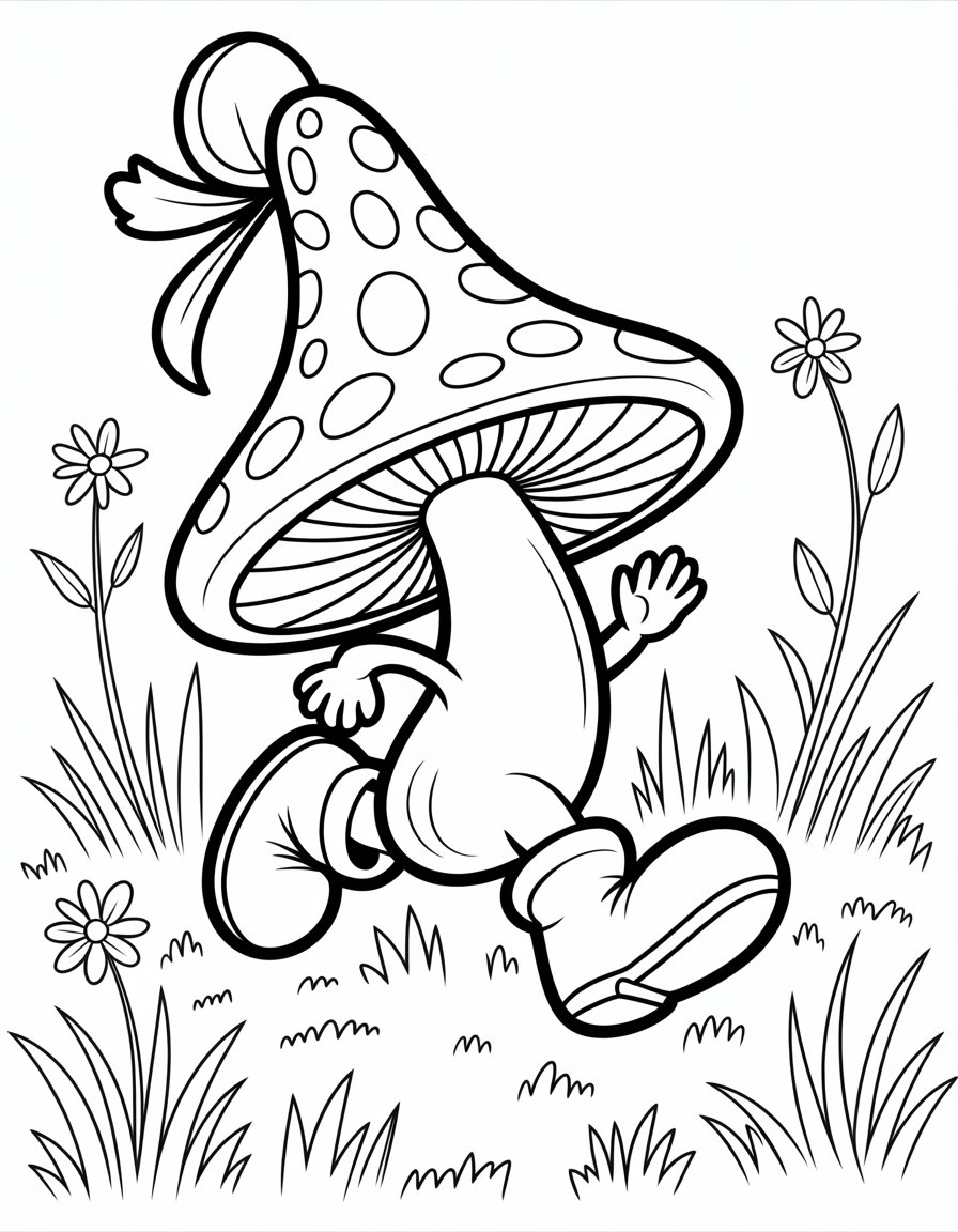 cartoon mushroom coloring page