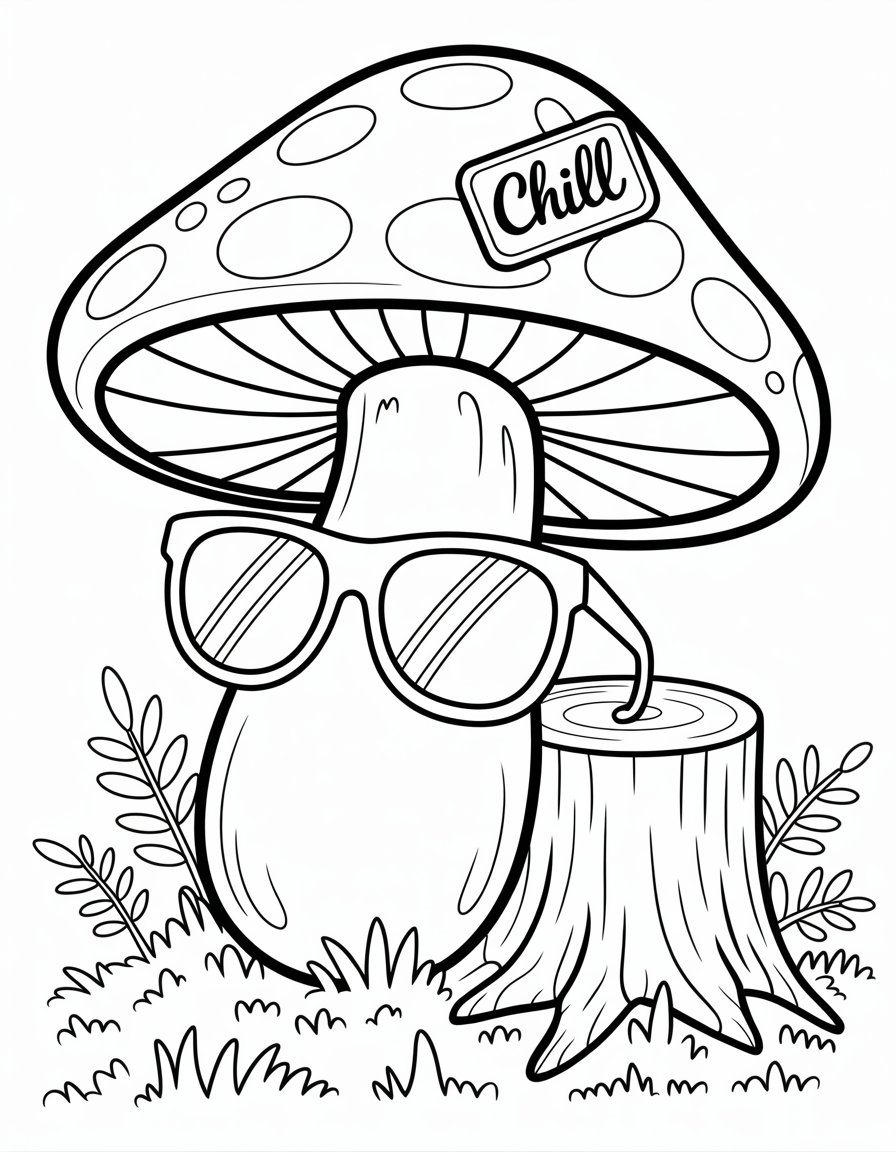 cool mushroom coloring page