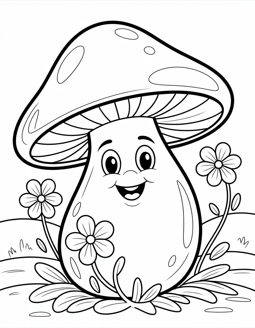 cute mushroom coloring page