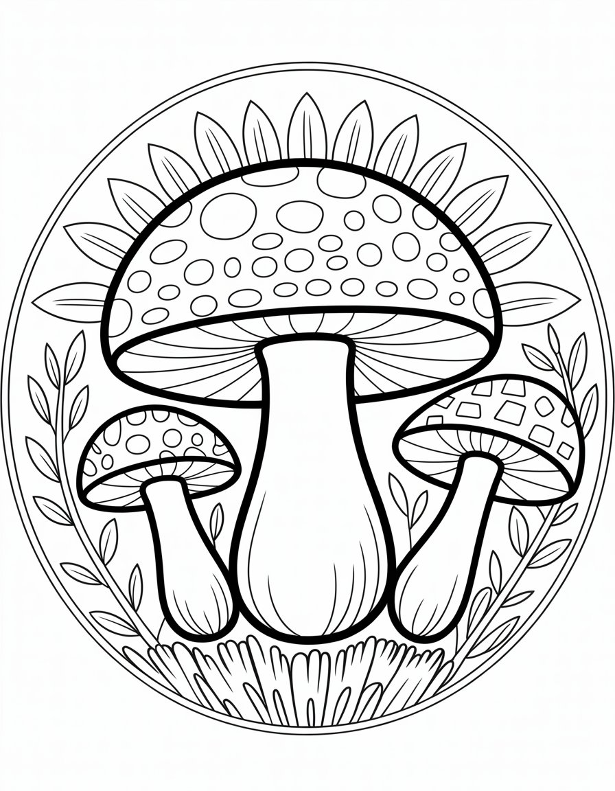 mushroom mandala coloring page