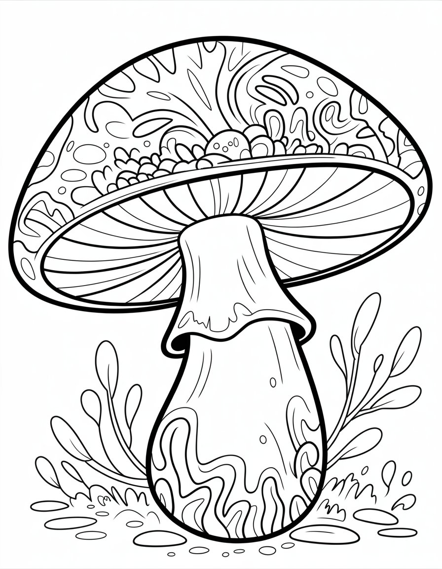 psychedelic mushroom coloring page