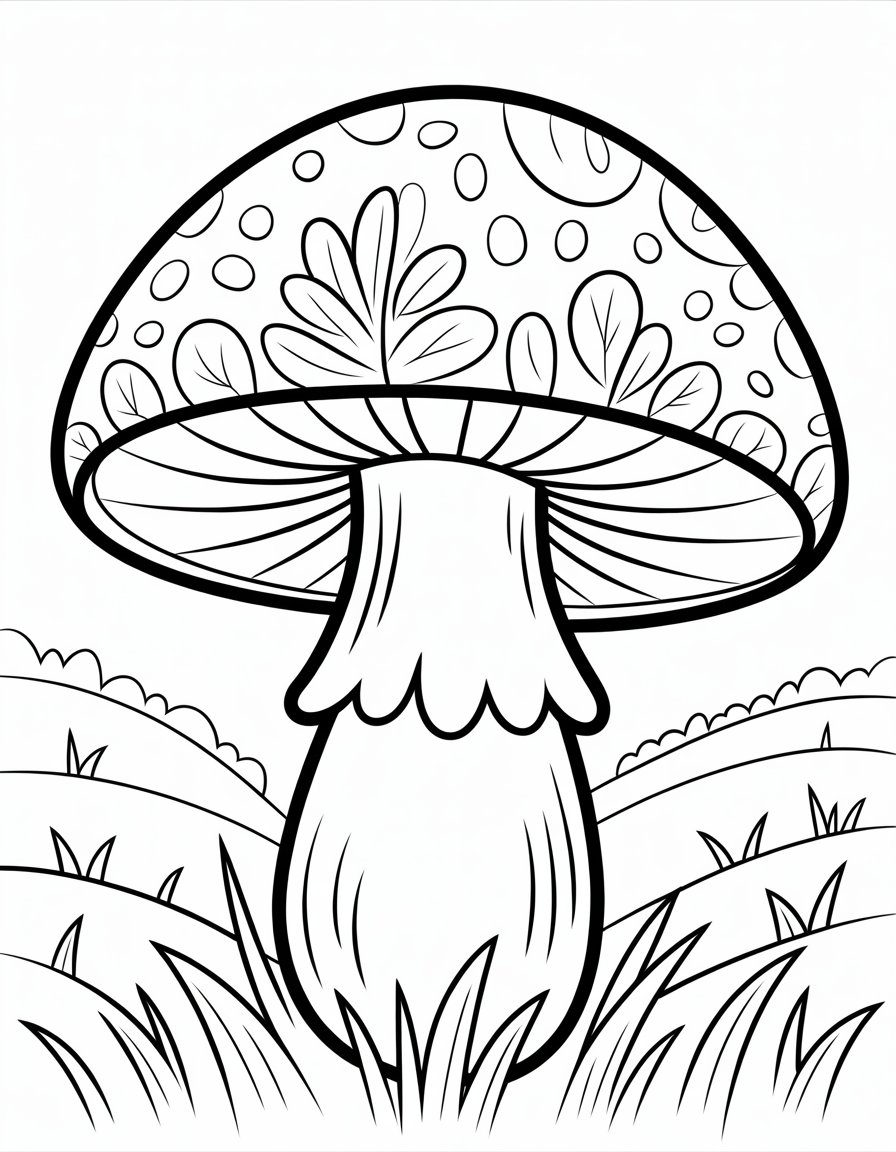 simple mushroom coloring page