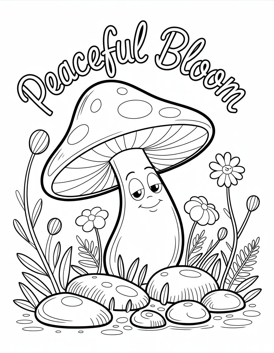 stoner mushroom coloring page