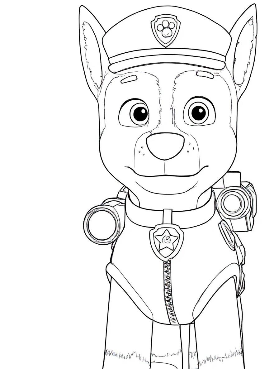 Chase holding a flashlight coloring page